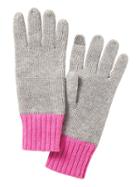 Banana Republic Womens Wool-cotton Blend Ribbed-knit Glove Heather Gray With Hot Pink Size One Size
