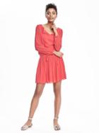 Banana Republic Womens Long Sleeve Vee Dress Size L Petite - Dark Coral