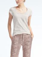Banana Republic Womens Essential Stretch To Fit Scoop Tee - Light Gray Heather