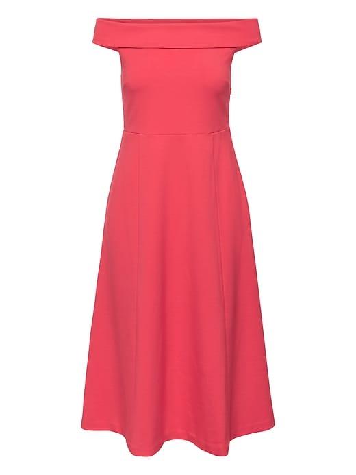 Banana Republic Womens Ponte Off-the-shoulder Dress Sea Coral Size 0