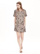 Banana Republic Womens Heritage Feather Print Dress Size L - Canvas