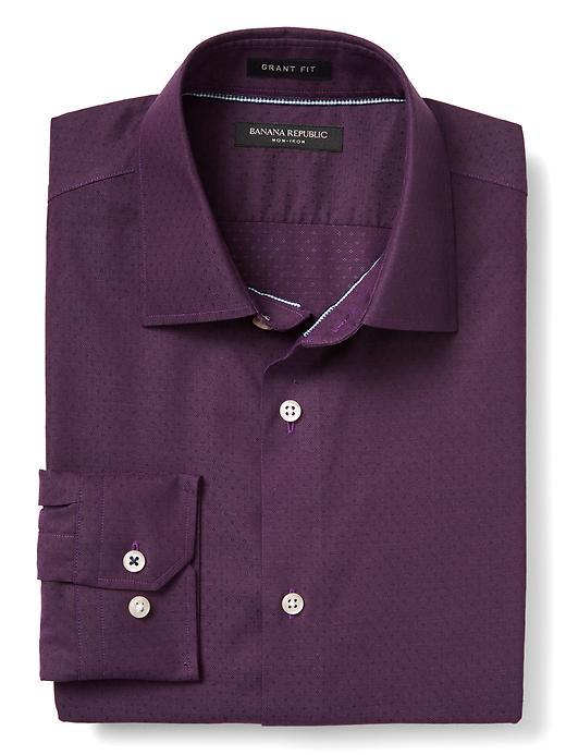 Banana Republic Mens Grant Fit Non Iron Dobby Solid Shirt - New Vineyard