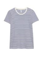 Banana Republic Womens Supima Cotton Crew-neck T-shirt Bold Blue Stripe Size L