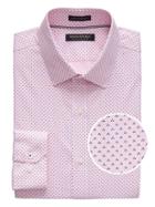 Banana Republic Mens Camden Standard-fit Non-iron Dot Shirt Pink Lily Size M