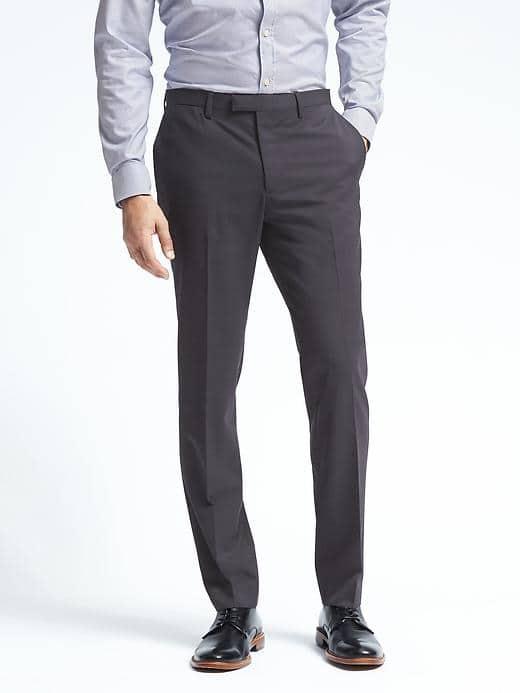 Banana Republic Mens Slim Solid Wool Trouser - Navy