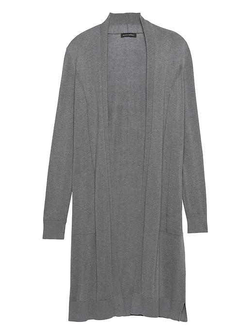 Banana Republic Womens Silk Cotton Duster Cardigan Sweater Heather Charcoal Size M