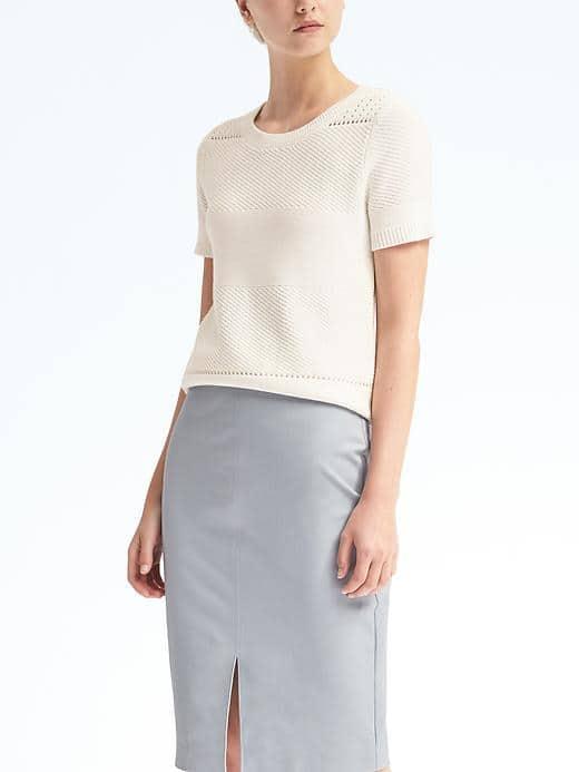 Banana Republic Womens Crochet Texture Tee - White