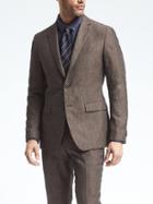Banana Republic Mens Slim Solid Linen Suit Jacket - Brown