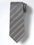 Banana Republic Mens Monogram Stripe Silk Nanotex Tie - Silver Fox Grey