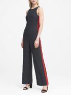 Banana Republic Womens Petite Side-stripe Jumpsuit Navy & Red Size 4
