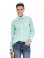 Banana Republic Classic Fit One Pocket Shirt Size L Petite - Soft Turquoise