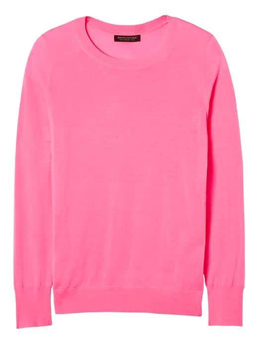 Banana Republic Womens Merino Pullover Crew - Pop Pink