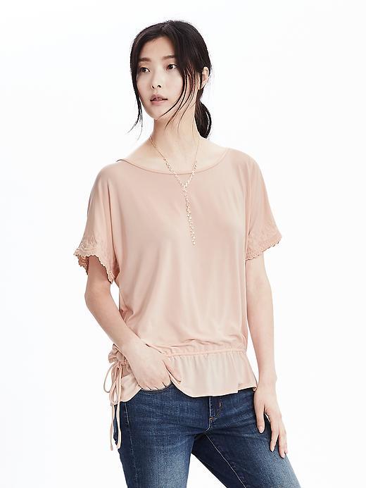 Banana Republic Womens Short Sleeve Tie Waist Top Size L - Pink Blush