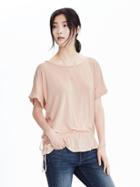 Banana Republic Womens Short Sleeve Tie Waist Top Size L - Pink Blush