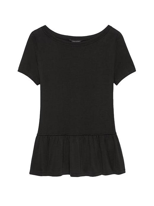 Banana Republic Womens Sandwashed Modal Blend Peplum T-shirt Black Size L