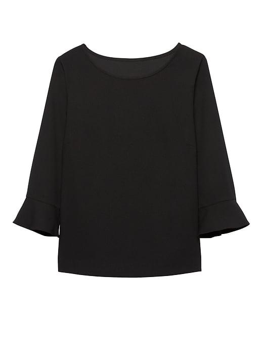 Banana Republic Womens Flounce-sleeve Top Black Size Xs