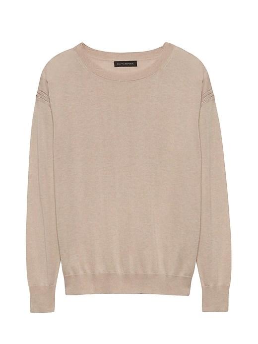 Banana Republic Womens Silk-cotton Pointelle Crew-neck Sweater Sand Size Xs