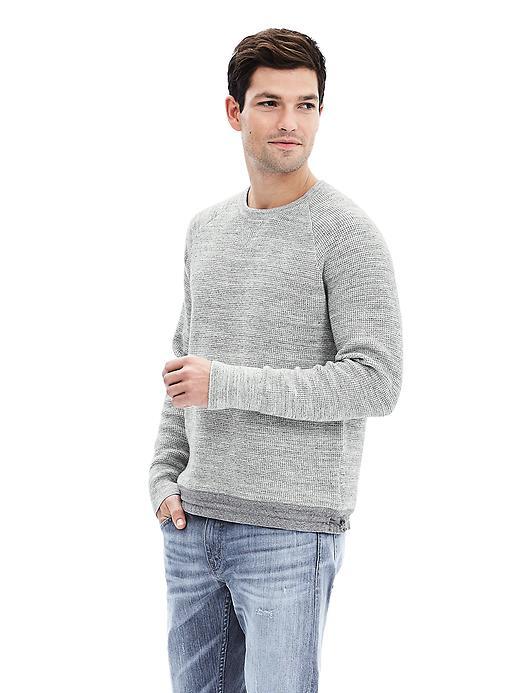 Banana Republic Mens Drawstring Crew Pullover Size L Tall - Light Gray Heather