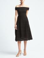 Banana Republic Womens Lasercut Ponte Midi Dress - Black