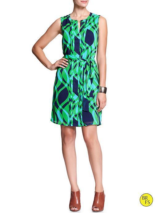 Banana Republic Factory Pleated Georgette Dress - Cool Combo