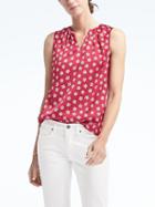 Banana Republic Womens Easy Care Print Pleated Neck Tank - Red Print