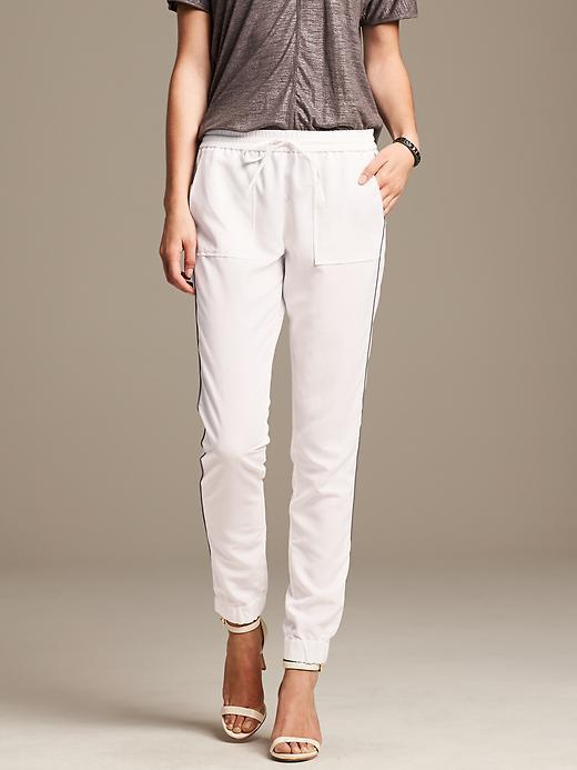 Banana Republic Piped White Modal Drapey Pant - White