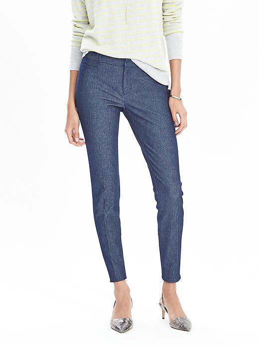 Banana Republic New Sloan Fit Chambray Slim Ankle Pant Size 0 Petite - Chambray