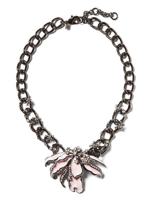 Banana Republic Wilted Flower Focal Necklace - Hematite