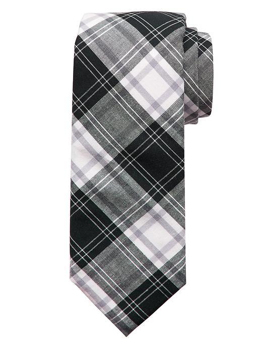 Banana Republic Mens Black Plaid Cotton Tie Size One Size - Black