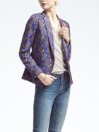 Banana Republic Womens Paisley Linen Blend Blazer - Br Spice Paisley Blue