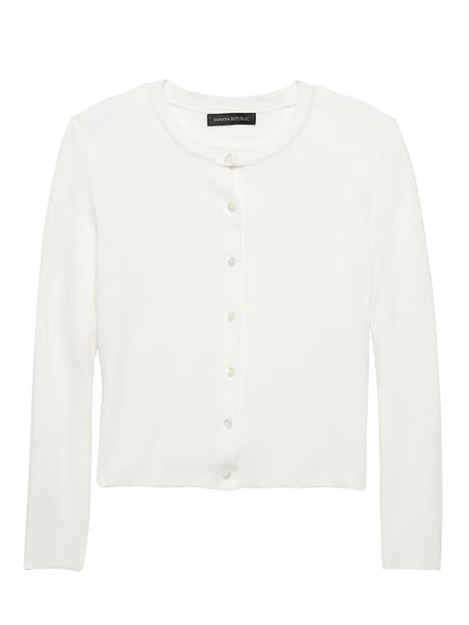 Banana Republic Womens Classic Cropped Cardigan Sweater White Size L
