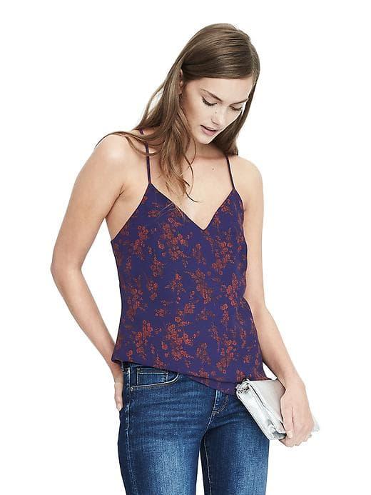 Banana Republic Satin Vee Neck Cami - Royal Purple