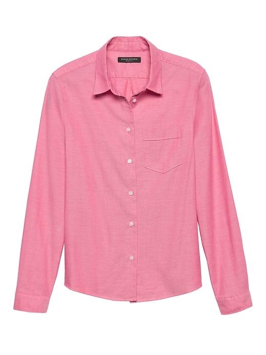 Banana Republic Womens Petite Quinn Fit Oxford Shirt Happy Pink Size M