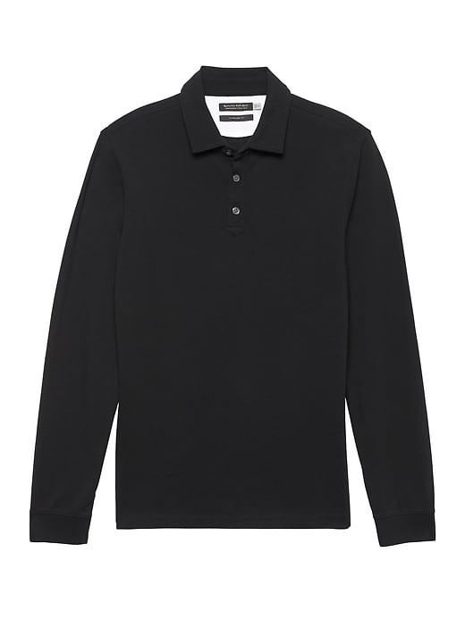 Banana Republic Mens Don';t-sweat-it Long-sleeve Polo Shirt Black Size L