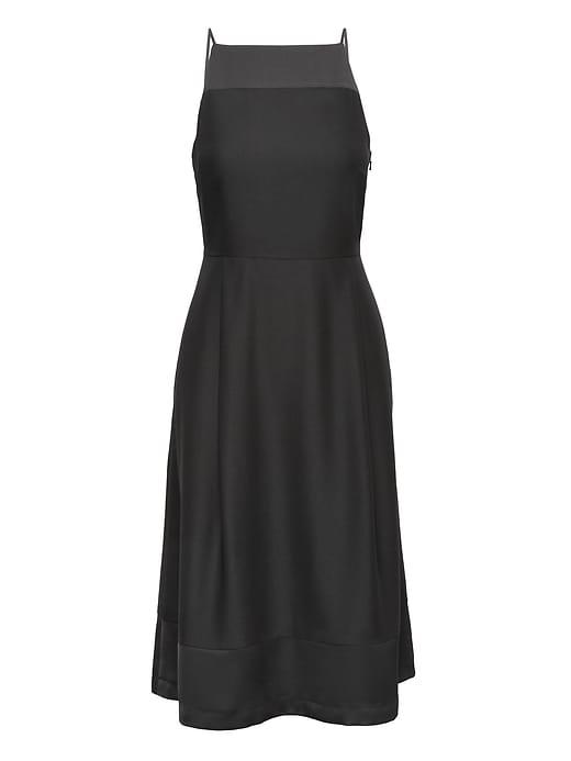 Banana Republic Womens Strappy Fit-and-flare Dress Black Size 14