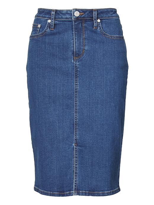 Banana Republic Womens Seamed Denim Pencil Skirt - Dark Denim