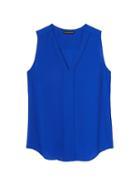 Banana Republic Womens Piped V-neck Top Royal Blue Size M