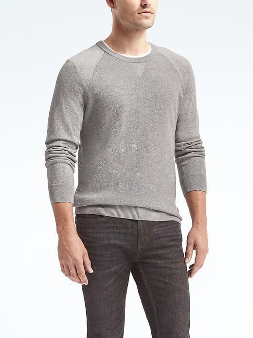 Banana Republic Mens Pima Cotton Cashmere Pullover Crew - Sidewalk Gray