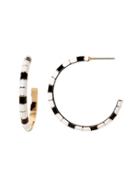 Banana Republic Womens Enamel Stripe Hoop Earring Black & White Size One Size