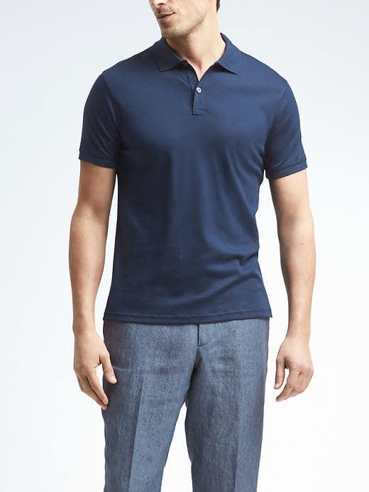 Banana Republic Mens Slim Luxury Touch Polo - Navy