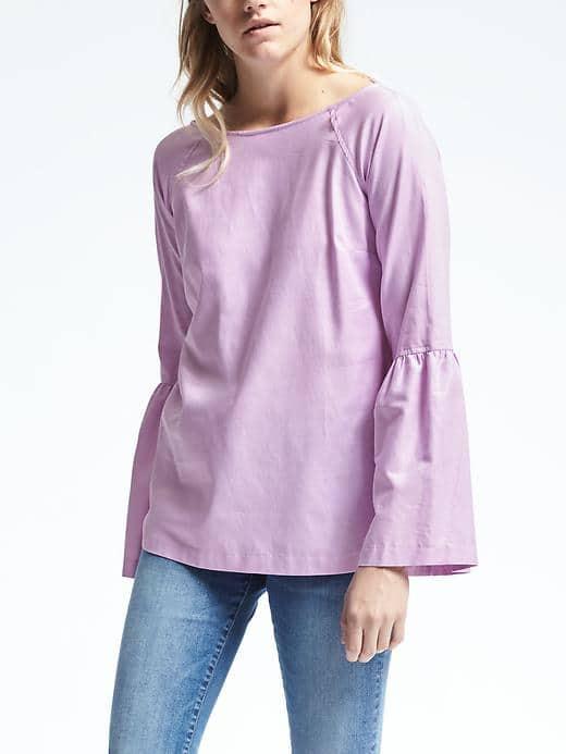 Banana Republic Boatneck Bell Sleeve Top - Pale Hyacinth