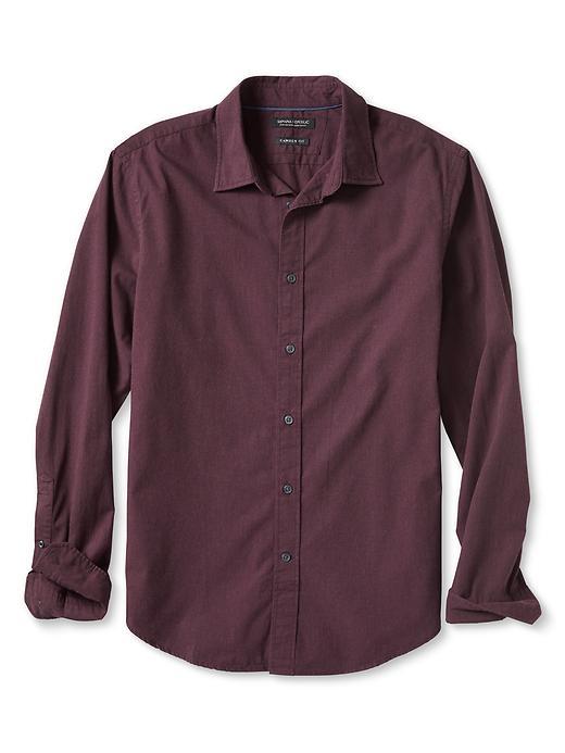 Banana Republic Mens Camden Fit Custom Wash Solid Shirt Size L Tall - Burgundy
