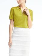 Banana Republic Womens Silk Cotton Pointelle Polo - Citron