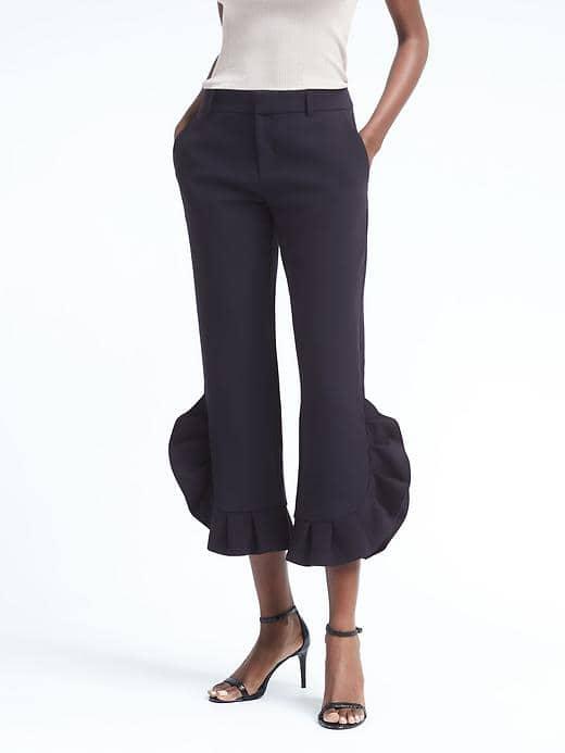 Banana Republic Womens Limited Edition Ruffle Crop Pant - Navy