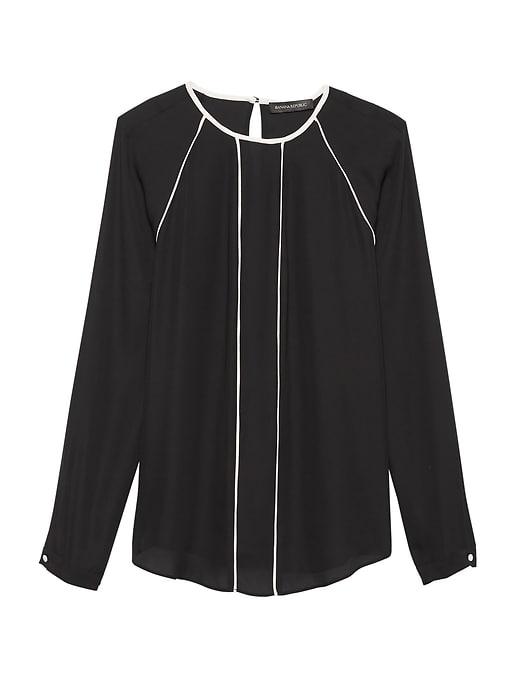 Banana Republic Womens Long-sleeve Top With Piping Black Size Xs