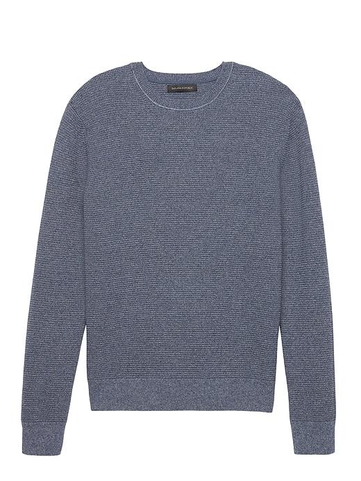 Banana Republic Mens Supima Cotton Waffle-knit Crew-neck Sweater Blue Marl Size Xl