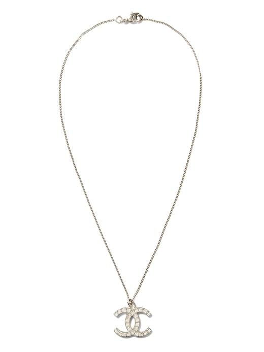 Banana Republic Mens Luxe Finds   Chanel Silver Crystal Logo Necklace Silver Size One Size
