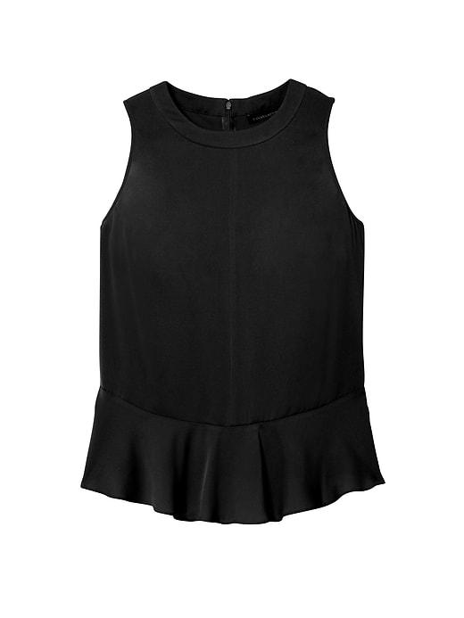 Banana Republic Womens Machine Washable Stretch Silk Peplum Tank - Black
