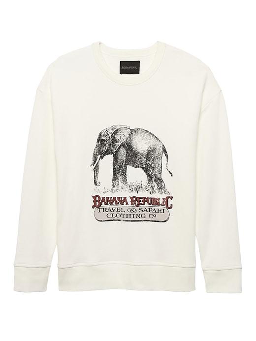 Banana Republic Mens Japan Online Exclusive French Terry Elephant Graphic Sweatshirt Gypsum White Size S