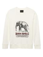 Banana Republic Mens Japan Online Exclusive French Terry Elephant Graphic Sweatshirt Gypsum White Size S
